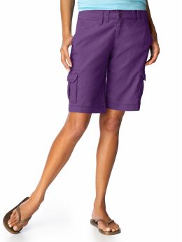 Women: Women's Mid-Rise Linen-Blend Bermudas (10 1/2") - Purple Grape