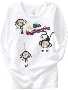Girls: Girls Snack Graphic Tees - Monkey