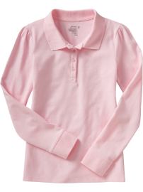 Girls Puff Pink Solid Pique Polos