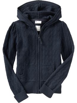 Girls Cable-Knit Zip Cardigans