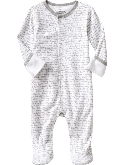 Baby Girl Clothes: Script-Print Footed One-Pieces for Baby | Old Navy