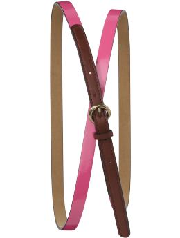 Women's Plus: Women's Plus Thin Patent Belts - Pink Shag