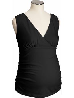 Maternity: Maternity Ruched Cross-Front Tops - Black