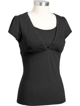 Maternity: Maternity V-Neck Nursing Tops - Black