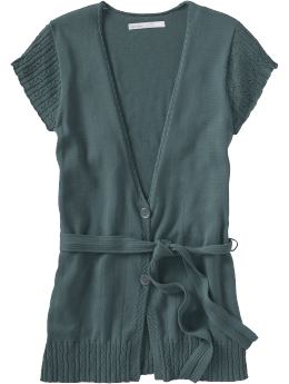 Women: Women's Tie-Front Pointelle Cardigans - Blue Jane