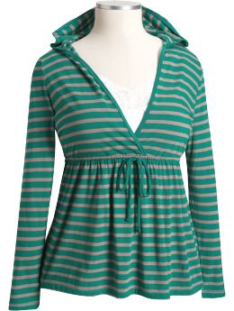 Women's Plus: Women's Plus Striped Cross-Front Hoodies - Peacock