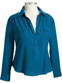 Women's Plus Military-Style Camp Shirts