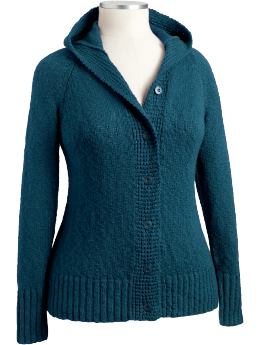 Women's Plus: Women's Plus Hooded Cardigans - Blue Danube