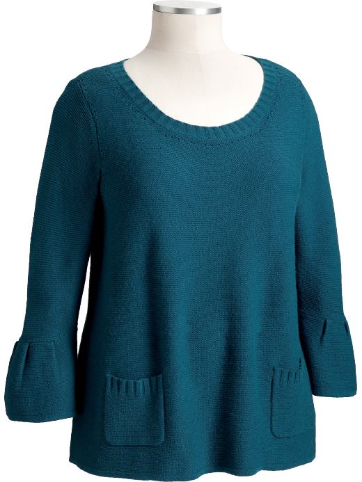Old Navy Womens Blue Danube Plus Bell-Sleeve Sweaters