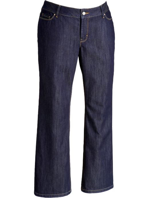 Old Navy Womens Dark Wash Womens Plus Size Low-Rise Boot-Cut Jeans