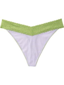 Women's Plus Lace-Trim Thongs