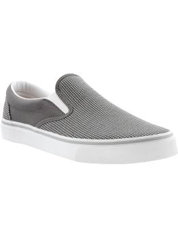 Men: Men's Canvas Slip-Ons - Olive Check