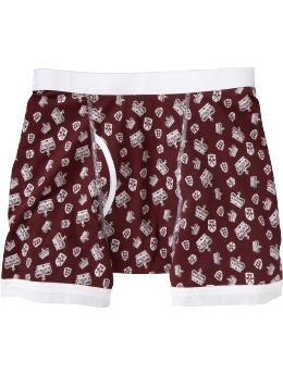 Men: Men's Patterned Boxer Briefs - Maroon Crowns