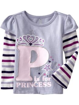 Baby Girls 2 in 1 Alphabet Tees for Baby Lavender Sprig