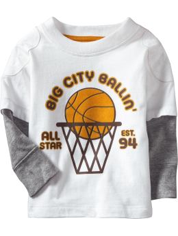 Baby Boys 2 in 1 Sports Graphic Tees for Baby Bright White