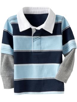 Baby Boys 2 in 1 Rugby Stripe Polos for Baby Ink Blue