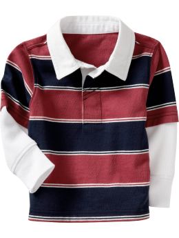 Baby Boys 2 in 1 Rugby Stripe Polos for Baby Rooster Red