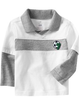 Baby Boys 2 in 1 Sports Graphic Polos for Baby Bright White