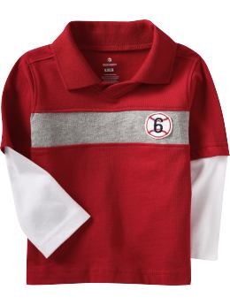 Baby Boys 2 in 1 Sports Graphic Polos for Baby Crimson Red