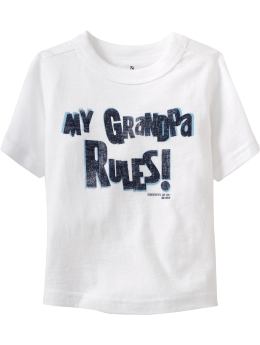 Baby Boys 34My Grandpa Rules34 Tees for Baby Bright White