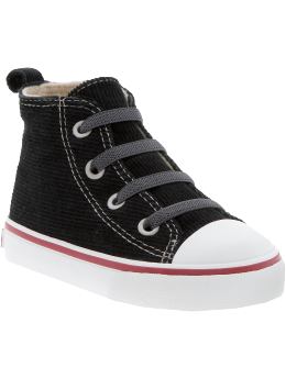 Baby Girls: Cord High-Top Sneakers for Baby - New Black