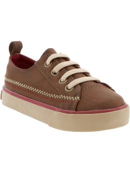 Newborn: Faux-Leather Sneakers for Baby - Brown Leather