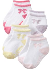 Bow-Graphic Ankle-Sock 4-Packs for Baby
