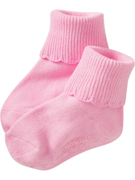 Old Navy Light Pink Scalloped Triple-Roll Socks For Baby