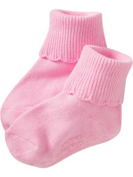 Maternity: Scalloped Triple-Roll Socks for Baby - Light Pink