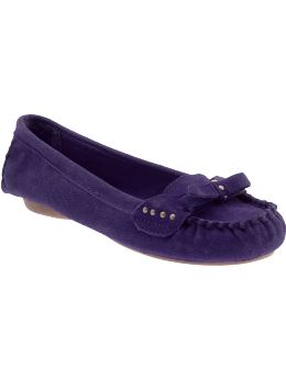 Women Women39s Studded Leather Moccasins Purple Broach