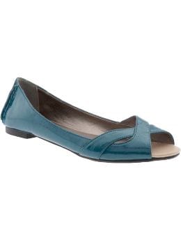Women's Clothes: Women's Faux-Leather Peep-Toe Flats: Accessories New Arrivals | Old Navy :  shoes peep toes flat old navy