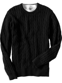 Men: Men's Cable-Knit Sweaters - Black Jack