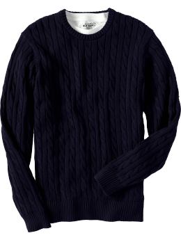 Men: Men's Cable-Knit Sweaters - Ink Blue