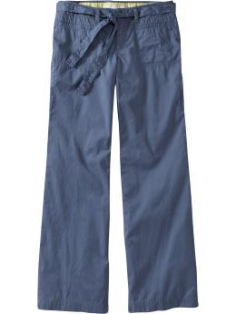 Women's Low-Rise Belted Wide-Leg Pants