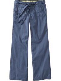 Women's Low-Rise Belted Wide-Leg Pants