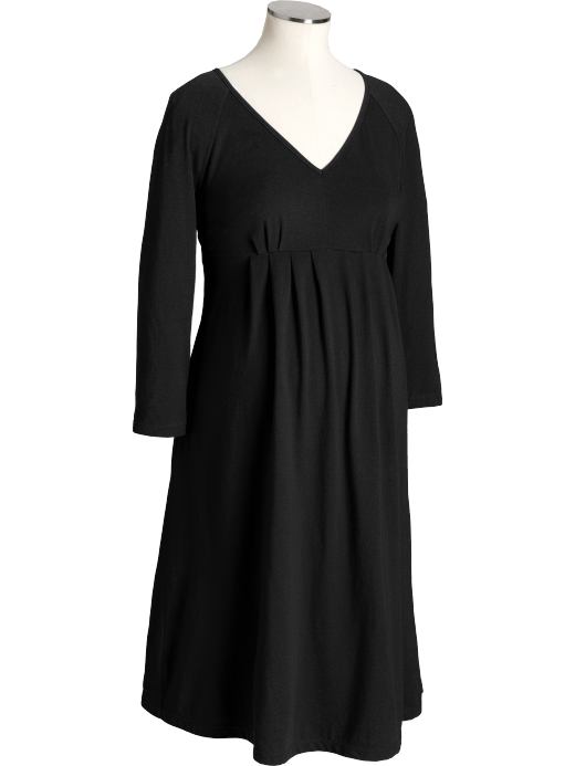 Maternity: Maternity V-Neck Empire Dresses - Black Jack