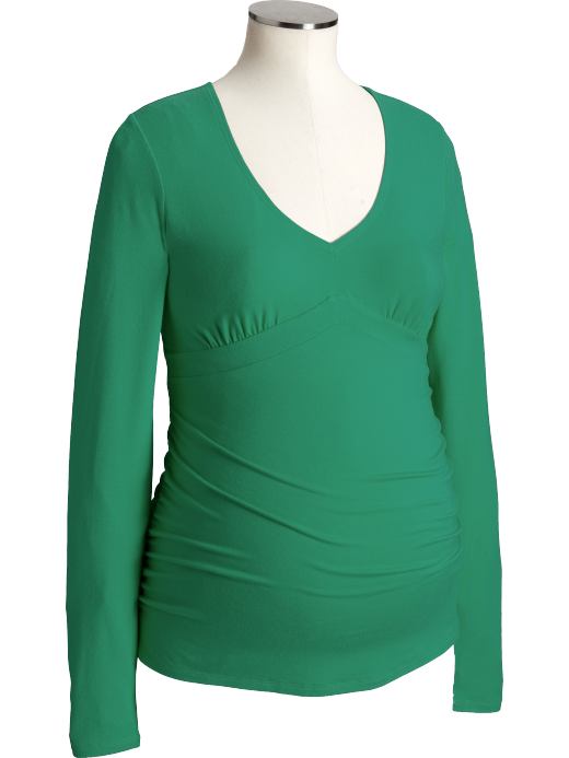 Old Navy Womens Peacock Blue Maternity Shirred V-Neck Tops
