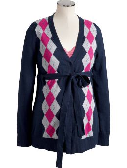 Maternity: Maternity Tie-Front Cardigans - Navy Blue Print