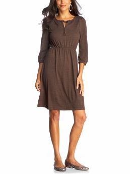 Women: Women's Split-Tie Neck Jersey Dresses - Dark Brown Heather