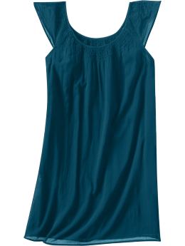 Women: Women's Smocked Flutter-Sleeve Dresses - Blue Danube