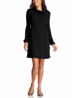Women: Women's Jersey Turtleneck Dresses - Black Jack