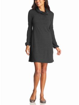 Women: Women's Jersey Turtleneck Dresses - Dark Heather Gray