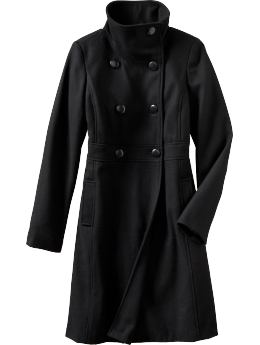 Women: Women's Double-Breasted Wool-Blend Coats - Black Jack