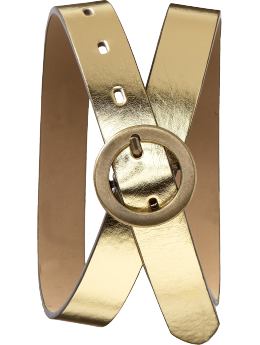 Women: Women's Faux-Leather Fashion Belts - Gold