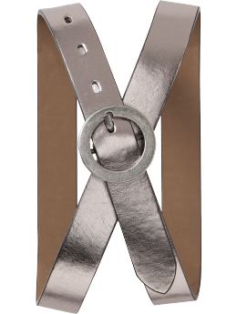 Women: Women's Faux-Leather Fashion Belts - Pewter