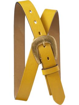 Women: Women's Faux-Leather Fashion Belts - Mellow Yellow