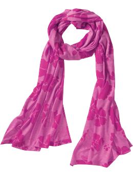 Women: Women's Floral Burnout Jersey Scarves - Pink Floral