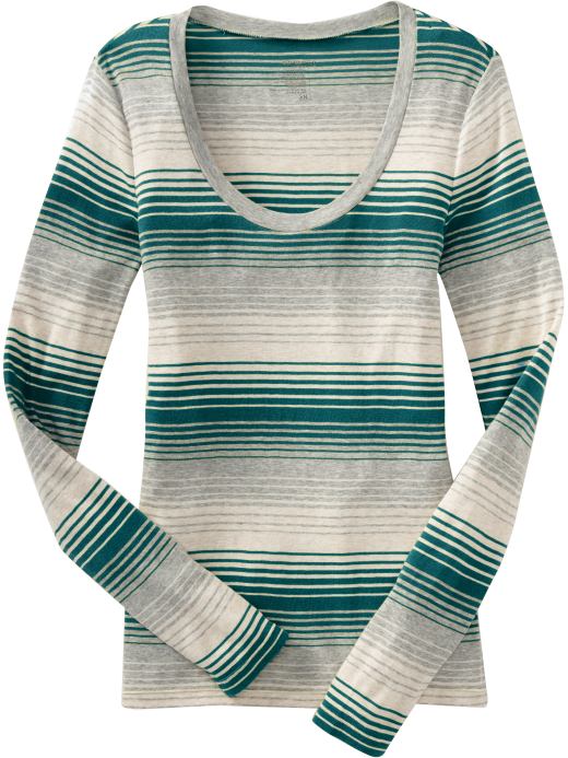 Old Navy Womens Blue Stripe Lightweight Scoop-Neck Tees