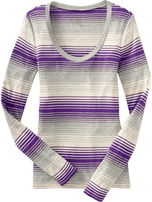 Old Navy Womens Purple Stripe Lightweight Scoop-Neck Tees