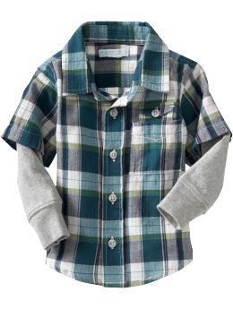 Baby Boys 2 in 1 Flannel Shirts for Baby Ink Blue